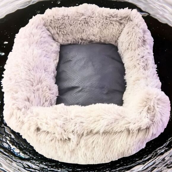 PET CENTRAL LUSCIOUS FAUX FUR PET BED Dk Gray/Light Gray - Picture 2 of 14